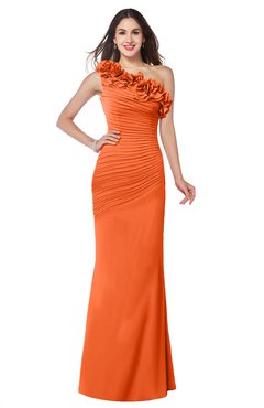 ColsBM Lisa Tangerine Sexy Fit-n-Flare Sleeveless Half Backless Chiffon Flower Plus Size Bridesmaid Dresses