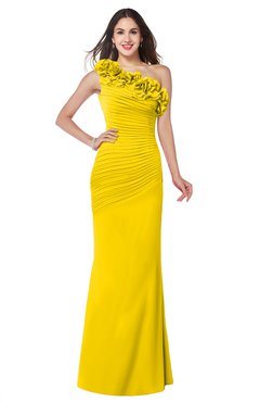 ColsBM Lisa Yellow Sexy Fit-n-Flare Sleeveless Half Backless Chiffon Flower Plus Size Bridesmaid Dresses