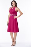 ColsBM Angelica Beetroot Purple Classic Lace up Chiffon Knee Length Beaded Plus Size Bridesmaid Dresses