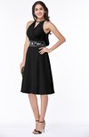 ColsBM Angelica Black Classic Lace up Chiffon Knee Length Beaded Plus Size Bridesmaid Dresses