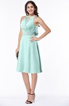 ColsBM Angelica Blue Glass Classic Lace up Chiffon Knee Length Beaded Plus Size Bridesmaid Dresses