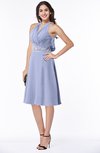 ColsBM Angelica Blue Heron Classic Lace up Chiffon Knee Length Beaded Plus Size Bridesmaid Dresses