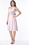 ColsBM Angelica Blush Classic Lace up Chiffon Knee Length Beaded Plus Size Bridesmaid Dresses
