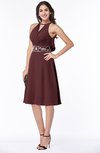 ColsBM Angelica Burgundy Classic Lace up Chiffon Knee Length Beaded Plus Size Bridesmaid Dresses