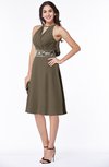 ColsBM Angelica Carafe Brown Classic Lace up Chiffon Knee Length Beaded Plus Size Bridesmaid Dresses