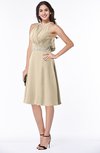 ColsBM Angelica Champagne Classic Lace up Chiffon Knee Length Beaded Plus Size Bridesmaid Dresses