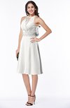 ColsBM Angelica Cloud White Classic Lace up Chiffon Knee Length Beaded Plus Size Bridesmaid Dresses
