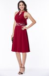 ColsBM Angelica Dark Red Classic Lace up Chiffon Knee Length Beaded Plus Size Bridesmaid Dresses