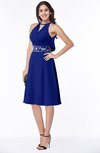 ColsBM Angelica Electric Blue Classic Lace up Chiffon Knee Length Beaded Plus Size Bridesmaid Dresses