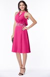 ColsBM Angelica Fandango Pink Classic Lace up Chiffon Knee Length Beaded Plus Size Bridesmaid Dresses