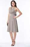 ColsBM Angelica Fawn Classic Lace up Chiffon Knee Length Beaded Plus Size Bridesmaid Dresses