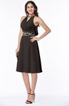 ColsBM Angelica Fudge Brown Classic Lace up Chiffon Knee Length Beaded Plus Size Bridesmaid Dresses