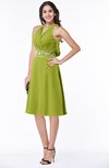 ColsBM Angelica Green Oasis Classic Lace up Chiffon Knee Length Beaded Plus Size Bridesmaid Dresses