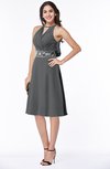 ColsBM Angelica Grey Classic Lace up Chiffon Knee Length Beaded Plus Size Bridesmaid Dresses