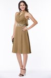 ColsBM Angelica Indian Tan Classic Lace up Chiffon Knee Length Beaded Plus Size Bridesmaid Dresses