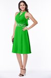 ColsBM Angelica Jasmine Green Classic Lace up Chiffon Knee Length Beaded Plus Size Bridesmaid Dresses
