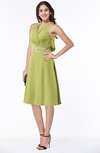 ColsBM Angelica Linden Green Classic Lace up Chiffon Knee Length Beaded Plus Size Bridesmaid Dresses