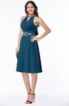 ColsBM Angelica Moroccan Blue Classic Lace up Chiffon Knee Length Beaded Plus Size Bridesmaid Dresses