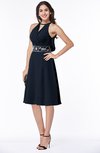 ColsBM Angelica Navy Blue Classic Lace up Chiffon Knee Length Beaded Plus Size Bridesmaid Dresses