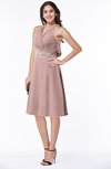 ColsBM Angelica Nectar Pink Classic Lace up Chiffon Knee Length Beaded Plus Size Bridesmaid Dresses