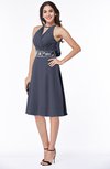 ColsBM Angelica Nightshadow Blue Classic Lace up Chiffon Knee Length Beaded Plus Size Bridesmaid Dresses
