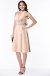 ColsBM Angelica Peach Puree Classic Lace up Chiffon Knee Length Beaded Plus Size Bridesmaid Dresses