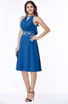 ColsBM Angelica Royal Blue Classic Lace up Chiffon Knee Length Beaded Plus Size Bridesmaid Dresses