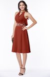 ColsBM Angelica Rust Classic Lace up Chiffon Knee Length Beaded Plus Size Bridesmaid Dresses