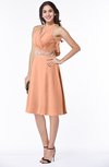 ColsBM Angelica Salmon Classic Lace up Chiffon Knee Length Beaded Plus Size Bridesmaid Dresses
