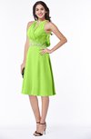 ColsBM Angelica Sharp Green Classic Lace up Chiffon Knee Length Beaded Plus Size Bridesmaid Dresses