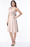 ColsBM Angelica Silver Peony Classic Lace up Chiffon Knee Length Beaded Plus Size Bridesmaid Dresses