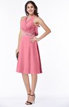 ColsBM Angelica Watermelon Classic Lace up Chiffon Knee Length Beaded Plus Size Bridesmaid Dresses