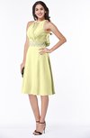 ColsBM Angelica Wax Yellow Classic Lace up Chiffon Knee Length Beaded Plus Size Bridesmaid Dresses