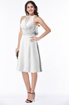 ColsBM Angelica White Classic Lace up Chiffon Knee Length Beaded Plus Size Bridesmaid Dresses