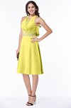 ColsBM Angelica Yellow Iris Classic Lace up Chiffon Knee Length Beaded Plus Size Bridesmaid Dresses