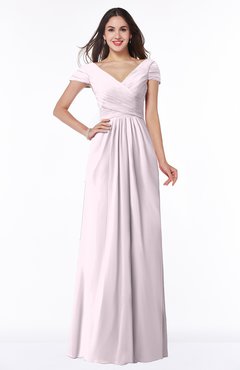 ColsBM Evie Blush Glamorous A-line Short Sleeve Floor Length Ruching Plus Size Bridesmaid Dresses