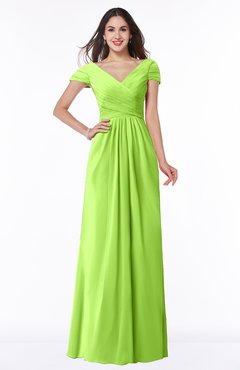 ColsBM Evie Bright Green Glamorous A-line Short Sleeve Floor Length Ruching Plus Size Bridesmaid Dresses