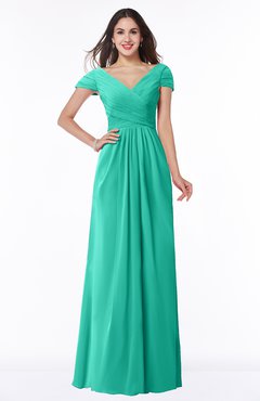 ColsBM Evie Ceramic Glamorous A-line Short Sleeve Floor Length Ruching Plus Size Bridesmaid Dresses