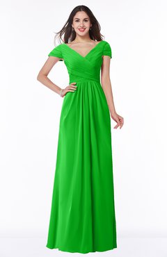 ColsBM Evie Classic Green Glamorous A-line Short Sleeve Floor Length Ruching Plus Size Bridesmaid Dresses