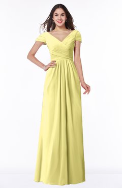 ColsBM Evie Daffodil Glamorous A-line Short Sleeve Floor Length Ruching Plus Size Bridesmaid Dresses