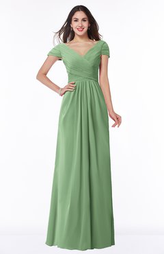 ColsBM Evie Fair Green Glamorous A-line Short Sleeve Floor Length Ruching Plus Size Bridesmaid Dresses