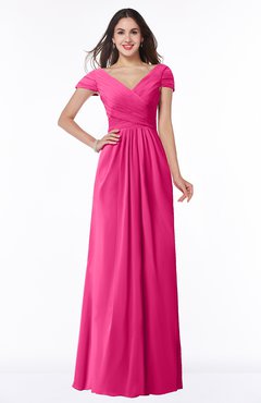 ColsBM Evie Fandango Pink Glamorous A-line Short Sleeve Floor Length Ruching Plus Size Bridesmaid Dresses