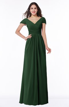 ColsBM Evie Hunter Green Glamorous A-line Short Sleeve Floor Length Ruching Plus Size Bridesmaid Dresses