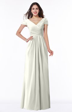ColsBM Evie Ivory Glamorous A-line Short Sleeve Floor Length Ruching Plus Size Bridesmaid Dresses