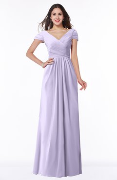 ColsBM Evie Light Purple Glamorous A-line Short Sleeve Floor Length Ruching Plus Size Bridesmaid Dresses