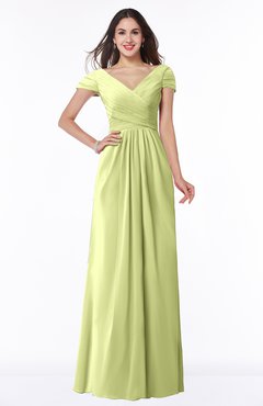 ColsBM Evie Lime Green Glamorous A-line Short Sleeve Floor Length Ruching Plus Size Bridesmaid Dresses