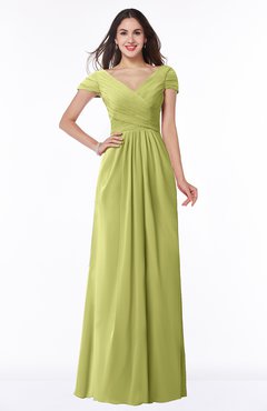 ColsBM Evie Linden Green Glamorous A-line Short Sleeve Floor Length Ruching Plus Size Bridesmaid Dresses