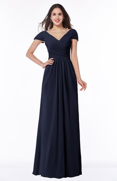 ColsBM Evie Peacoat Glamorous A-line Short Sleeve Floor Length Ruching Plus Size Bridesmaid Dresses