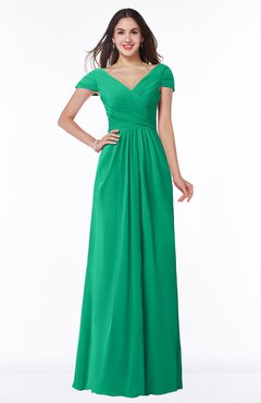 ColsBM Evie Pepper Green Glamorous A-line Short Sleeve Floor Length Ruching Plus Size Bridesmaid Dresses