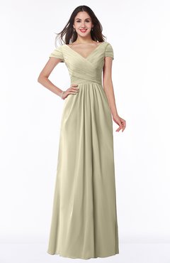ColsBM Evie Putty Glamorous A-line Short Sleeve Floor Length Ruching Plus Size Bridesmaid Dresses